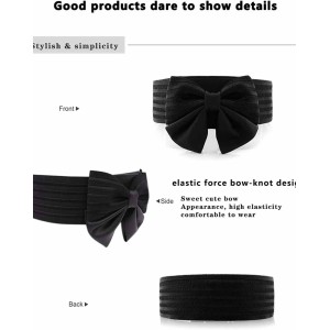 YALEMEI Women Cute Bow Wide Elastic Waist Belt - Adorable Dress Accessory