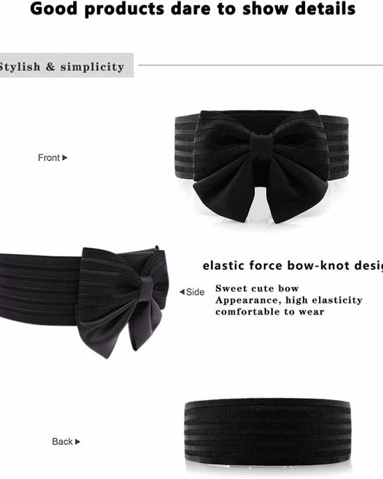 YALEMEI Women Cute Bow Wide Elastic Waist Belt - Adorable Dress Accessory