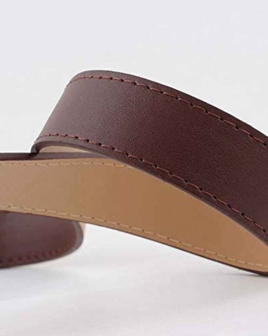 Western-Leather-Belts-Women Vintage Waist-Belts with Hollow Out Flower Buckle