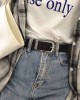 Western-Leather-Belts-Women Vintage Waist-Belts with Hollow Out Flower Buckle