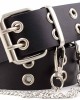 Double-Grommet-Belt Leather Punk-Waist-Belt with Chain for Women Jeans Dresses