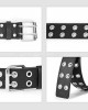 Double-Grommet-Belt Leather Punk-Waist-Belt with Chain for Women Jeans Dresses