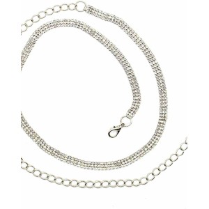 AUEAR, Fashion Silver Crystal Waist Buckle Belt Metal Chain Dress Belt Rhinestone Chain for Women Wedding Party Decor
