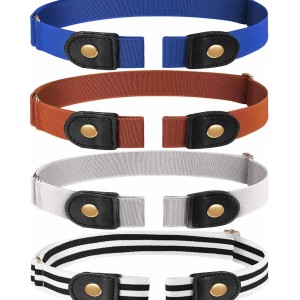 4 Pieces No Buckle Stretch Belt Buckless Belt Invisible Elastic Belt Unisex for Jeans Pants (Color 4)