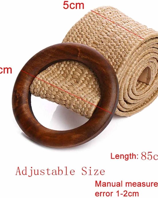 Womens Braided Vintage Wide Elastic Stretch Waist Belt Retro Cinch Belt Braided Belt for Women Lady apricot (35in)