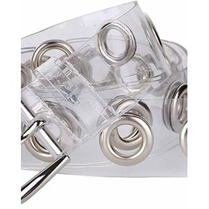 Plastic-Grommet-Belt Clear-Waist-Belt with Pin-Buckle for Women