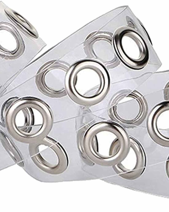 Plastic-Grommet-Belt Clear-Waist-Belt with Pin-Buckle for Women