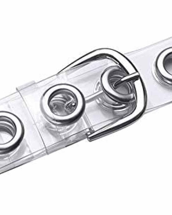 Plastic-Grommet-Belt Clear-Waist-Belt with Pin-Buckle for Women