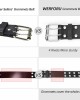 WERFORU Double Grommet Belt PU Leather Punk Belt for Women Men Jeans 2 Hole Belts 1.5 Wide