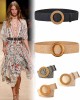 Women Woven Rattan Wide Stretch Straw Belt