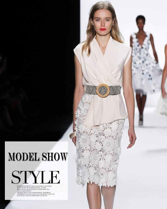 Women Woven Rattan Wide Stretch Straw Belt