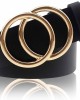 Udekit Women's PU Leather Belt Double O Ring Soft Faux Leather Waist Belt