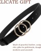 Udekit Women's PU Leather Belt Double O Ring Soft Faux Leather Waist Belt
