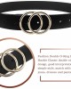 Udekit Women's PU Leather Belt Double O Ring Soft Faux Leather Waist Belt