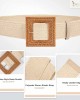 Straw Woven Elastic Stretch Belts Women, Wide Boho Braided Dress Belts with Wooden Style Buckle by JASGOOD