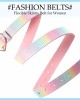 Rainbow Belt PU Leather Waist Belt Women Girls Glitter Belt with Heart Buckle Adjustable Shiny Dress Belt for Teen Kids