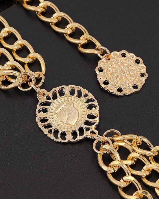 YooAi Multilayer Chain Belt for Women Metal Waist Belt Boho Sunflower Belly Chain