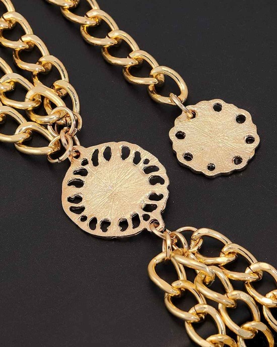 YooAi Multilayer Chain Belt for Women Metal Waist Belt Boho Sunflower Belly Chain