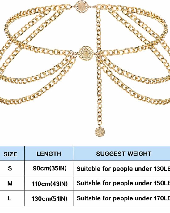 YooAi Multilayer Chain Belt for Women Metal Waist Belt Boho Sunflower Belly Chain