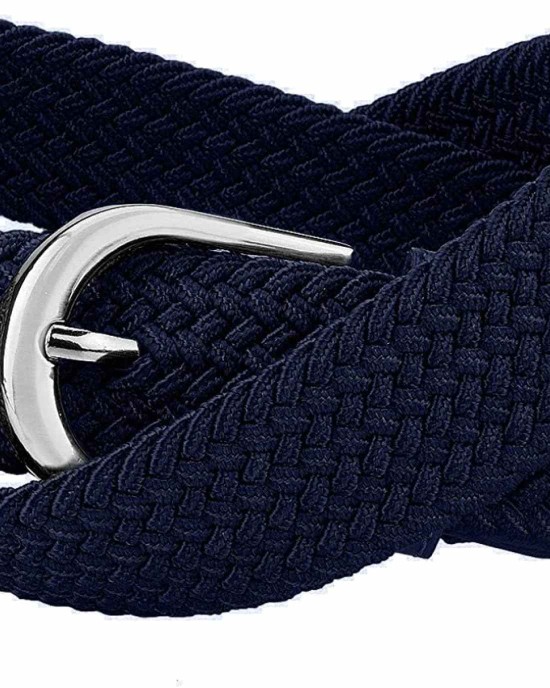 Falari Men Women Multicolored Elastic Stretch Braided Belt Canvas Fabric Woven No Holes Belt