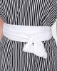 Women Solid Color Self Tie Wrap Around Obi Linen Waist Belt