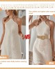 Women Belt - Straw Woven Elastic Braided Stretch Wide Waist Belts for Women Dresses with Buckle