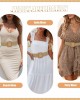 Women Belt - Straw Woven Elastic Braided Stretch Wide Waist Belts for Women Dresses with Buckle