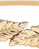 JASGOOD Women Skinny Metal Waist Belt Gold Waistband Elastic Metal Chain Leaf Waist Belt for Dress