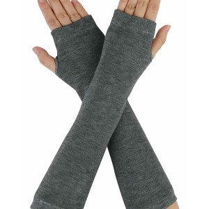 Allegra K Dark Gray Fingerless Elastic Winter Thick Arm Warmers Gloves for Ladies