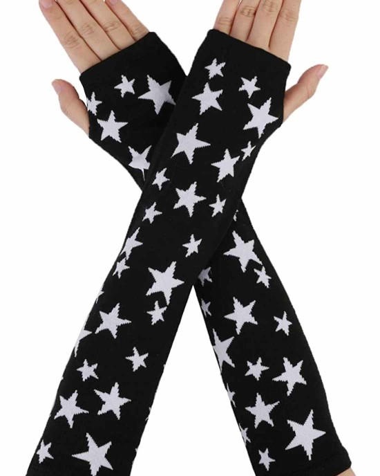 Allegra K Women's Arm Warmers Winter Knitted Elbow Long Cosplay Costume Fingerless Gloves