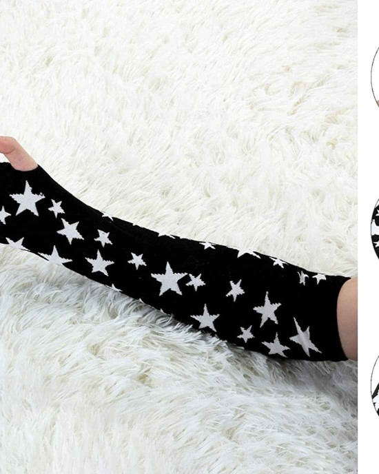 Allegra K Women's Arm Warmers Winter Knitted Elbow Long Cosplay Costume Fingerless Gloves