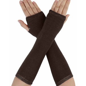 Allegra K Ladies Fall Knitted Arm Warmmers Thumbhole Long Fingerless Gloves Pair