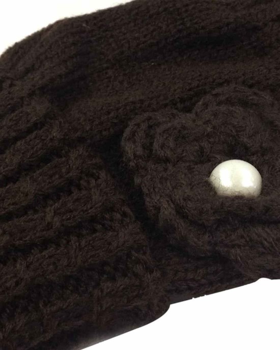 Wrapables Ribbed Arm Warmers/Fingerless Gloves with Floral Accent