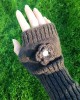 Wrapables Ribbed Arm Warmers/Fingerless Gloves with Floral Accent