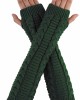 Allegra K Women's Fingerless Glove Winter Knit Thumb Elbow Length Arm Warmers