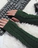 Allegra K Women's Fingerless Glove Winter Knit Thumb Elbow Length Arm Warmers