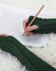 Allegra K Women's Fingerless Glove Winter Knit Thumb Elbow Length Arm Warmers