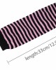 Allegra K Women Black Pink Stripe Print Elbow Length Fingerless Arm Gloves Pair