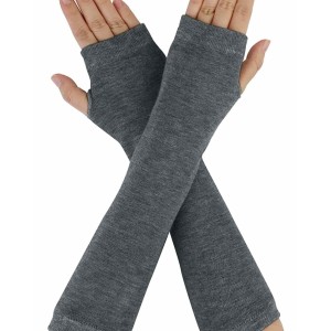uxcell Woman Elastic Fingerless Elbow Length Arm Hand Warmers Gloves 1 Pairs