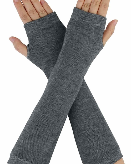 uxcell Woman Elastic Fingerless Elbow Length Arm Hand Warmers Gloves 1 Pairs