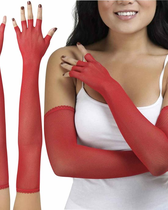 ToBeInStyle Women's Fishnet 100% Nylon Arm Length Glove Warmers