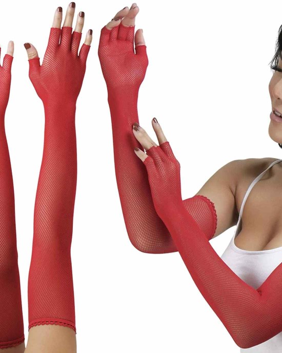 ToBeInStyle Women's Fishnet 100% Nylon Arm Length Glove Warmers