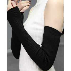 LerBen Women's Cashmere Warm Fingerless Gloves Winter Long Arm Warmer