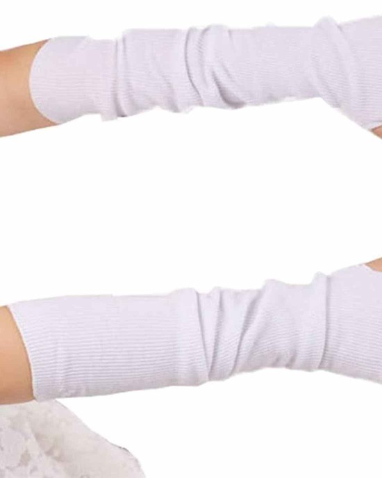 Lotus Leaf Edge Style Fingerless Elastic Stretch Arm Winter Warmer Long Arm Sleeve for Ladies Women Girl