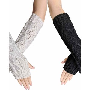 Colorful House Fingerless Thumb Hole Long Gloves Mittens Winter Arm Warmer