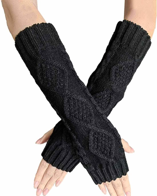 Colorful House Fingerless Thumb Hole Long Gloves Mittens Winter Arm Warmer