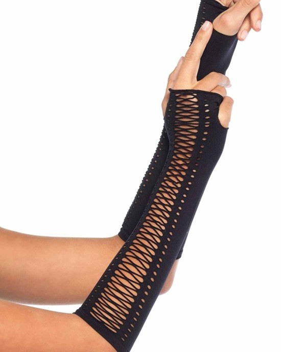 Leg Avenue Faux Lace Up Gloves