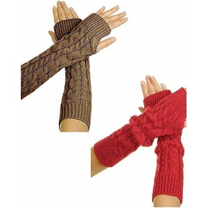 Warm Fingerless Knitted Long Gloves Knitted Fingerless Gloves Arm Warmer Mitten