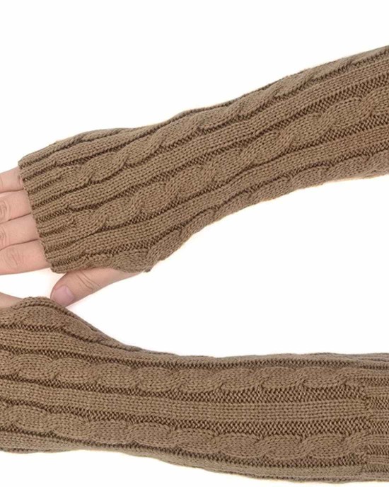 Warm Fingerless Knitted Long Gloves Knitted Fingerless Gloves Arm Warmer Mitten