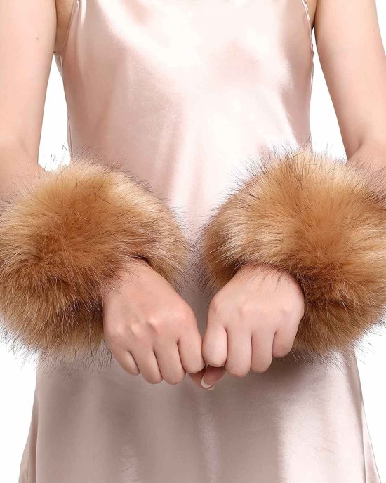 Faux Fur Wrist Cuffs- Winter Furry Bands Fox Fur Wrist Warmer,Arm Warmer, Leg Warmer, One Pair